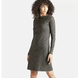 Eileen Fisher Wool Boat Neck Long Sleeve Knee Length‎ Shift Dress Petite Small